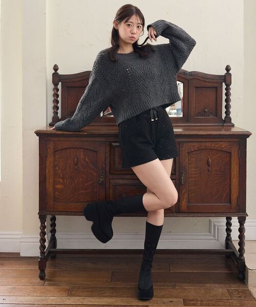MAJESTIC LEGON(マジェスティックレゴン)の「厚底ストレッチロングブーツ(ブーツ・レディース・ブラック・SMALL/MEDIUM/LARGE/X-LARGE)」の5枚目の写真