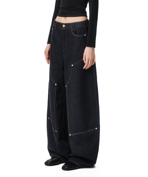 DECET WOMEN(デケット ウーマン)の「Double Knee Barrel Jeans DCWPT043CPINDIGO(デニムパンツ・レディース・その他・X-SMALL/LARGE/MEDIUM/SMALL)」の1枚目の写真