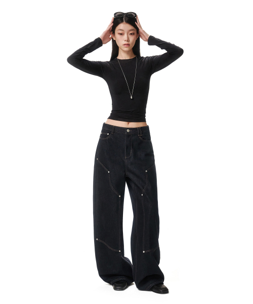 DECET WOMEN(デケット ウーマン)の「Double Knee Barrel Jeans DCWPT043CPINDIGO(デニムパンツ・レディース・その他・X-SMALL/LARGE/MEDIUM/SMALL)」の4枚目の写真
