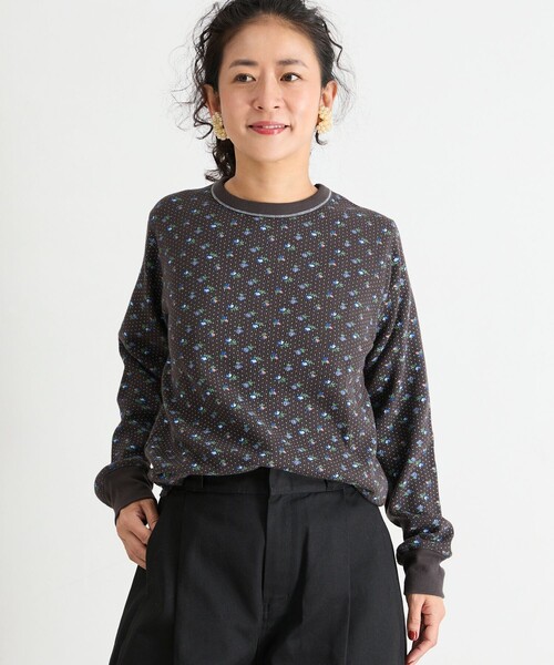 Freada(フリーダ)の「Freada/フリーダ 小花柄 サーマル プルオーバー(Tシャツ/カットソー・レディース・オフホワイト/ブラック・ONE SIZE)」の22枚目の写真
