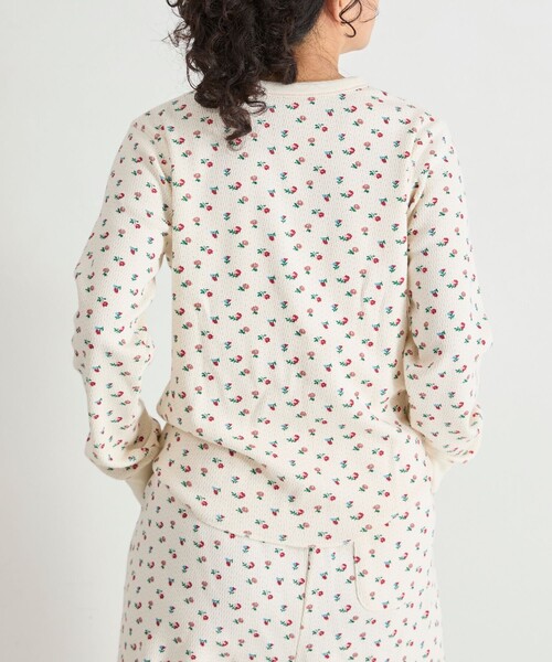 Freada(フリーダ)の「Freada/フリーダ 小花柄 サーマル プルオーバー(Tシャツ/カットソー・レディース・オフホワイト/ブラック・ONE SIZE)」の10枚目の写真