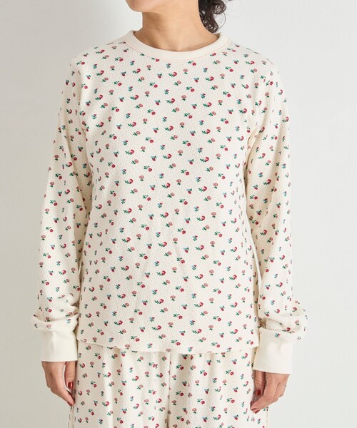 Freada(フリーダ)の「Freada/フリーダ 小花柄 サーマル プルオーバー(Tシャツ/カットソー・レディース・オフホワイト/ブラック・ONE SIZE)」の11枚目の写真