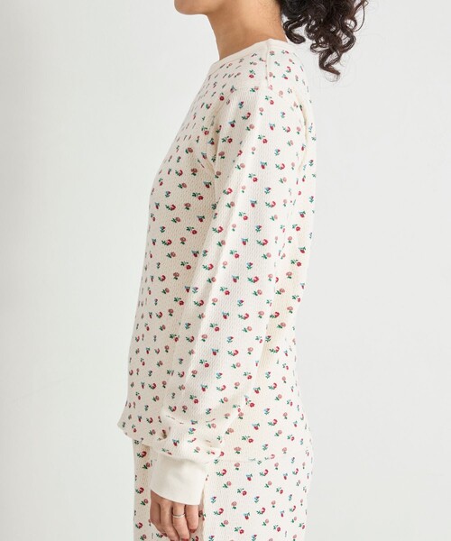 Freada(フリーダ)の「Freada/フリーダ 小花柄 サーマル プルオーバー(Tシャツ/カットソー・レディース・オフホワイト/ブラック・ONE SIZE)」の12枚目の写真