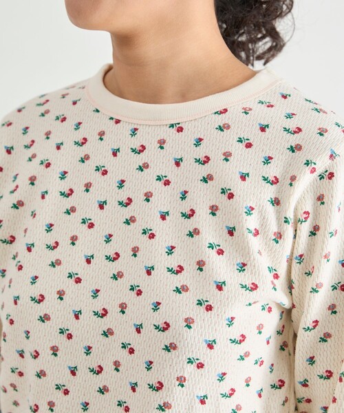 Freada(フリーダ)の「Freada/フリーダ 小花柄 サーマル プルオーバー(Tシャツ/カットソー・レディース・オフホワイト/ブラック・ONE SIZE)」の14枚目の写真