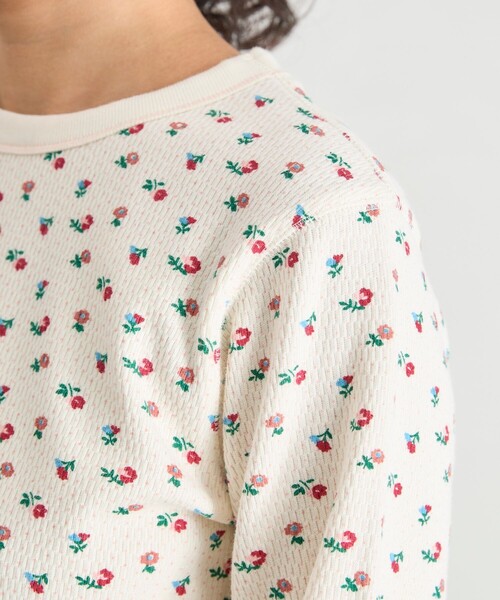 Freada(フリーダ)の「Freada/フリーダ 小花柄 サーマル プルオーバー(Tシャツ/カットソー・レディース・オフホワイト/ブラック・ONE SIZE)」の15枚目の写真