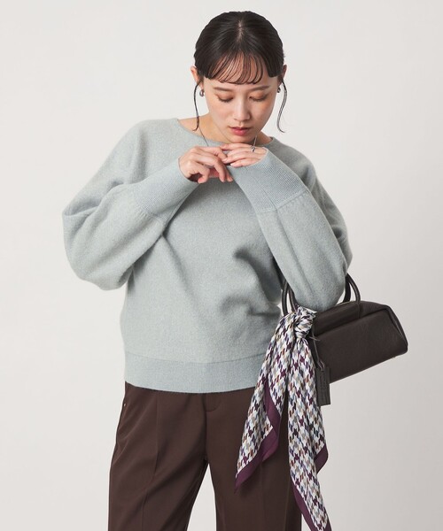 green label relaxing(グリーンレーベルリラクシング)の「FOXブレンド ラメ フォルム ドルマン ニット(ニット/セーター・レディース・ライトブルー/ネイビー/グレー/オフホワイト・FREE)」の1枚目の写真