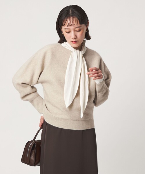 green label relaxing(グリーンレーベルリラクシング)の「FOXブレンド ラメ フォルム ドルマン ニット(ニット/セーター・レディース・ライトブルー/ネイビー/グレー/オフホワイト・FREE)」の7枚目の写真
