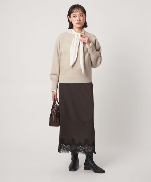 green label relaxing(グリーンレーベルリラクシング)の「FOXブレンド ラメ フォルム ドルマン ニット(ニット/セーター・レディース・ライトブルー/ネイビー/グレー/オフホワイト・FREE)」の8枚目の写真