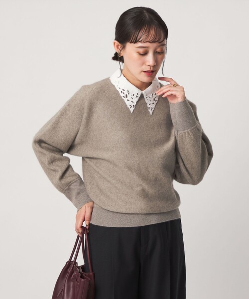 green label relaxing(グリーンレーベルリラクシング)の「FOXブレンド ラメ フォルム ドルマン ニット(ニット/セーター・レディース・ライトブルー/ネイビー/グレー/オフホワイト・FREE)」の10枚目の写真