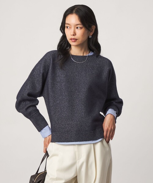 green label relaxing(グリーンレーベルリラクシング)の「FOXブレンド ラメ フォルム ドルマン ニット(ニット/セーター・レディース・ライトブルー/ネイビー/グレー/オフホワイト・FREE)」の13枚目の写真