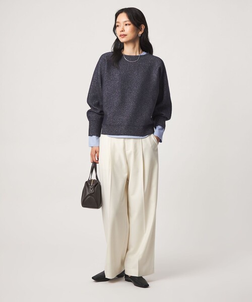 green label relaxing(グリーンレーベルリラクシング)の「FOXブレンド ラメ フォルム ドルマン ニット(ニット/セーター・レディース・ライトブルー/ネイビー/グレー/オフホワイト・FREE)」の14枚目の写真
