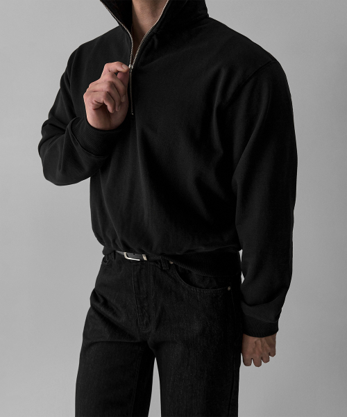 BOWLOW PRODUCT（バウロープロダクト）の「クロップミニロゴハーフジップ[ブラック]（スウェット・メンズ・その他・MEDIUM/LARGE/X-LARGE）」の3枚目の写真