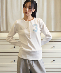 NUMBER 3 HENLEY LONG SLEEVE WHITE