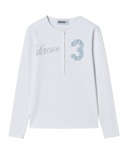 PRENDA（プレンダ）の「NUMBER 3 HENLEY LONG SLEEVE WHITE（Tシャツ/カットソー・レディース・その他・FREE）」の4枚目の写真