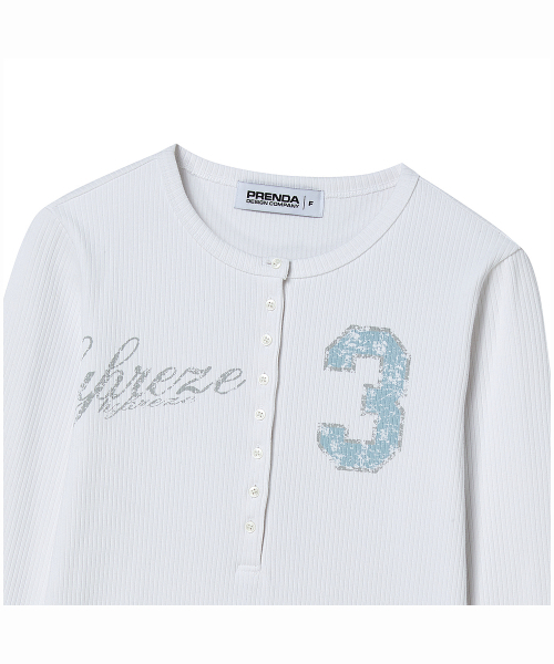 PRENDA（プレンダ）の「NUMBER 3 HENLEY LONG SLEEVE WHITE（Tシャツ/カットソー・レディース・その他・FREE）」の5枚目の写真