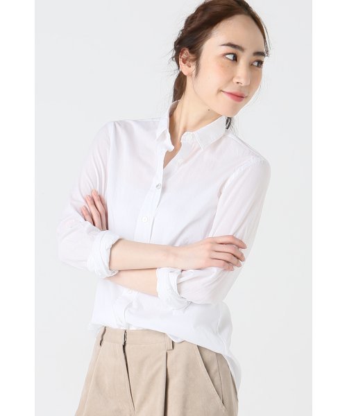 FIGARO Paris(フィガロパリ)の「◇FINAMORE NAPOLI コットンソリッドGIULIA.Z.コンパクトシャツ◆(シャツ/ブラウス・レディース・ネイビー/ホワイト・40/42)」の2枚目の写真