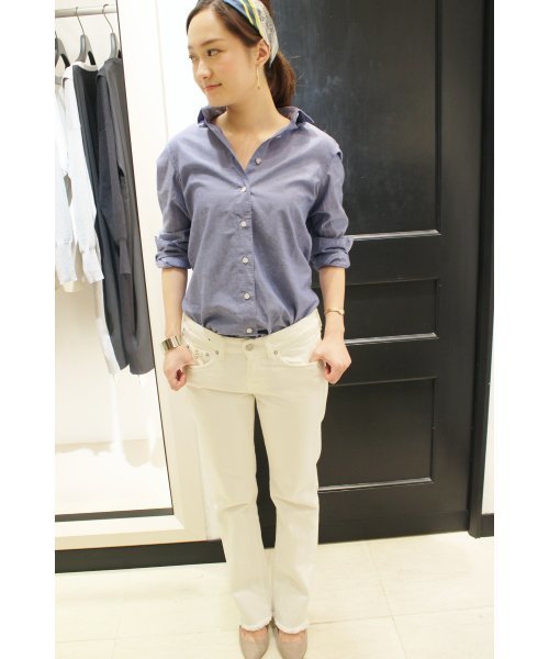 FIGARO Paris(フィガロパリ)の「◇FINAMORE NAPOLI コットンソリッドGIULIA.Z.コンパクトシャツ◆(シャツ/ブラウス・レディース・ネイビー/ホワイト・40/42)」の14枚目の写真