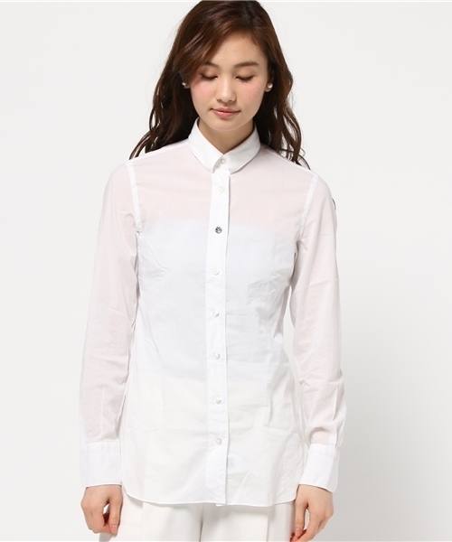 FIGARO Paris(フィガロパリ)の「◇FINAMORE NAPOLI コットンソリッドGIULIA.Z.コンパクトシャツ◆(シャツ/ブラウス・レディース・ネイビー/ホワイト・40/42)」の4枚目の写真