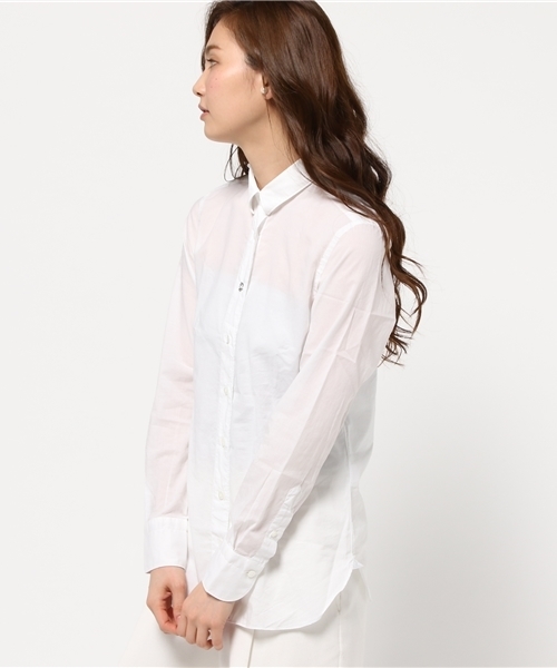 FIGARO Paris(フィガロパリ)の「◇FINAMORE NAPOLI コットンソリッドGIULIA.Z.コンパクトシャツ◆(シャツ/ブラウス・レディース・ネイビー/ホワイト・40/42)」の5枚目の写真