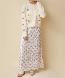 ニットケーブルカーディガン Floral Garden