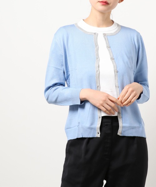 aimoha(アイモハ)の「クルーネックニットカーディガン(カーディガン/ボレロ・レディース・ホワイト×ネイビー/ネイビー/ブルー系その他/ピンク/ホワイト/パープル系その他/スカイブルー/グレー/ブルー/レッド/グレー×ホワイト/ベージュ/ブラック/イエロー・LARGE/XXX-LARGE/XXXX-LARGE/SMALL/XX-LARGE/MEDIUM/X-LARGE)」の10枚目の写真