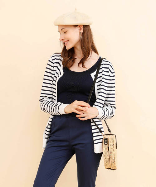 aimoha(アイモハ)の「クルーネックニットカーディガン(カーディガン/ボレロ・レディース・ホワイト×ネイビー/ネイビー/ブルー系その他/ピンク/ホワイト/パープル系その他/スカイブルー/グレー/ブルー/レッド/グレー×ホワイト/ベージュ/ブラック/イエロー・LARGE/XXX-LARGE/XXXX-LARGE/SMALL/XX-LARGE/MEDIUM/X-LARGE)」の3枚目の写真