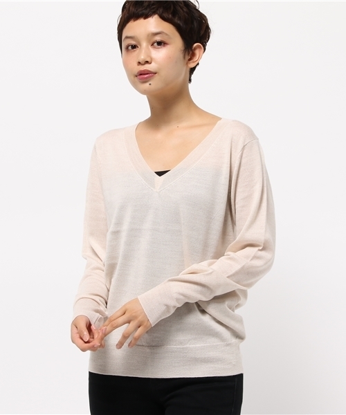 NATURAL BEAUTY BASIC（ナチュラルビューティーベーシック）の「【AneCan 12月号掲載】イタリーウールベーシック Vネックニット（ニット/セーター・レディース・グレー/ピンク/グリーン/ブルー系その他/ベージュ/ブラック・MEDIUM）」の8枚目の写真