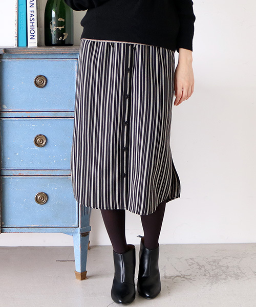 N.（N. Natural Beauty Basic）（エヌエヌナチュラルビューティーベーシック）の「ジョーゼットストライプスカート（スカート・レディース・ブラック系その他/ホワイト系その他・MEDIUM）」の10枚目の写真