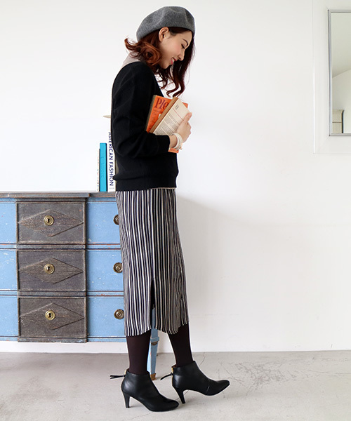 N.（N. Natural Beauty Basic）（エヌエヌナチュラルビューティーベーシック）の「ジョーゼットストライプスカート（スカート・レディース・ブラック系その他/ホワイト系その他・MEDIUM）」の12枚目の写真