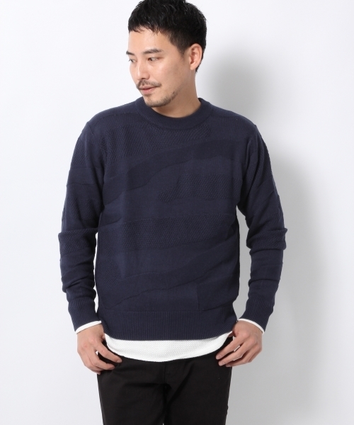 GLOBAL WORK(グローバルワーク)の「7ゲージカモフラジャガードニットプルオーバー/737494(ニット/セーター・メンズ・ブラック/グレー/ネイビー/ホワイト/ダークブラウン・LARGE/SMALL/X-LARGE/MEDIUM)」の5枚目の写真