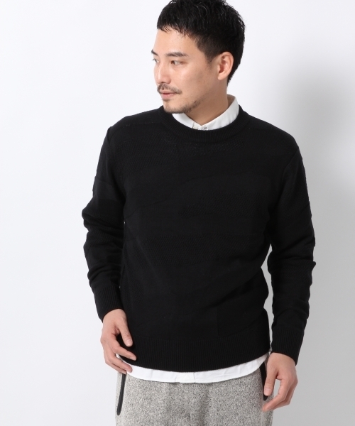 GLOBAL WORK(グローバルワーク)の「7ゲージカモフラジャガードニットプルオーバー/737494(ニット/セーター・メンズ・ブラック/グレー/ネイビー/ホワイト/ダークブラウン・LARGE/SMALL/X-LARGE/MEDIUM)」の2枚目の写真