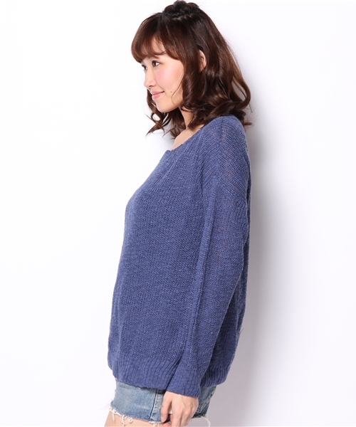 coen（コーエン）の「綿麻畦編みニットプルオーバー（ニット/セーター・レディース・オフホワイト/ロイヤルブルー・フリー）」の3枚目の写真