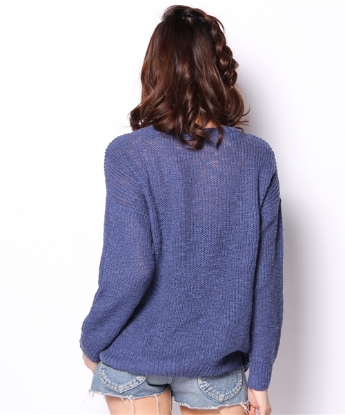 coen（コーエン）の「綿麻畦編みニットプルオーバー（ニット/セーター・レディース・オフホワイト/ロイヤルブルー・フリー）」の4枚目の写真