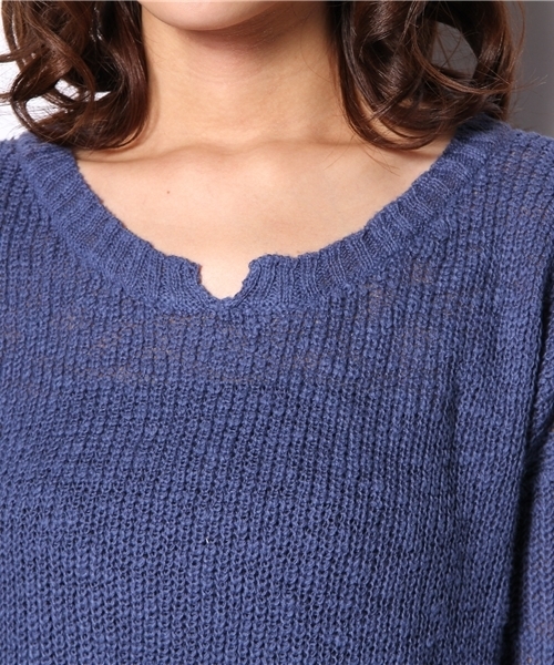 coen（コーエン）の「綿麻畦編みニットプルオーバー（ニット/セーター・レディース・オフホワイト/ロイヤルブルー・フリー）」の5枚目の写真