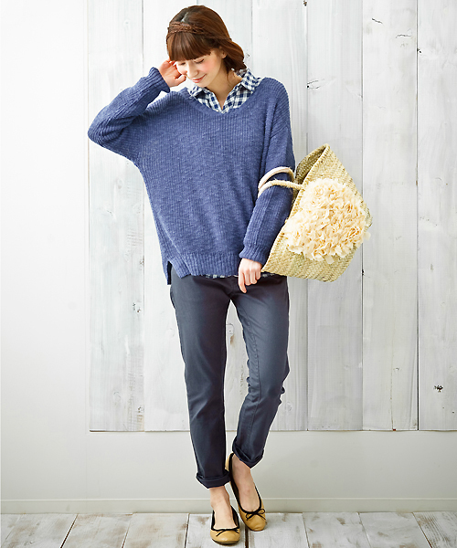 coen（コーエン）の「綿麻畦編みニットプルオーバー（ニット/セーター・レディース・オフホワイト/ロイヤルブルー・フリー）」の9枚目の写真