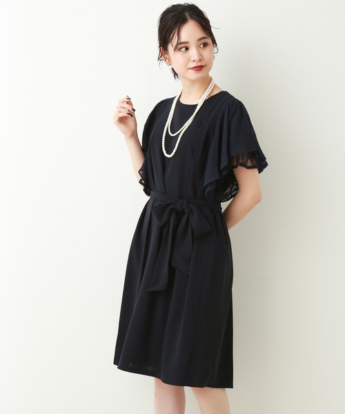 MARLENE JOBERT（マルレーヌ　ジョベル）の「袖フリルオケージョンワンピース（ドレス・レディース・グレー/ネイビー/ブラック・L/M）」の16枚目の写真