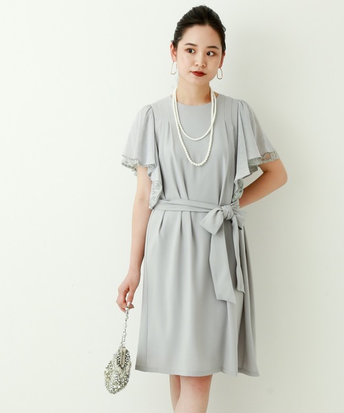 MARLENE JOBERT（マルレーヌ　ジョベル）の「袖フリルオケージョンワンピース（ドレス・レディース・グレー/ネイビー/ブラック・L/M）」の14枚目の写真