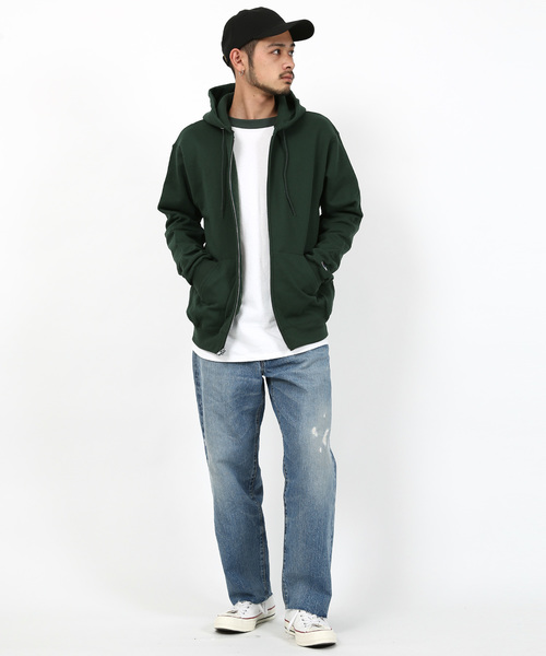 Champion（チャンピオン）の「Champion Authentic ZIP Parka チャンピオン ジップパーカー（パーカー・メンズ・レッド/チャコール/ダークグリーン/ワイン/ブラック/ネイビー/グレー・M/XL/S/L）」の14枚目の写真