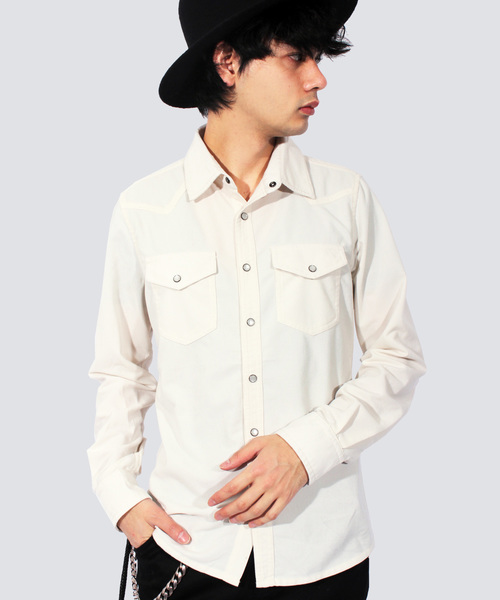 ８(eight)（エイト）の「コーデュロイシャツ 長袖 ウエスタン （シャツ/ブラウス・メンズ・ブラック/キャメル/カーキ/ネイビー/アイボリー・LARGE/MEDIUM/X-LARGE）」の2枚目の写真