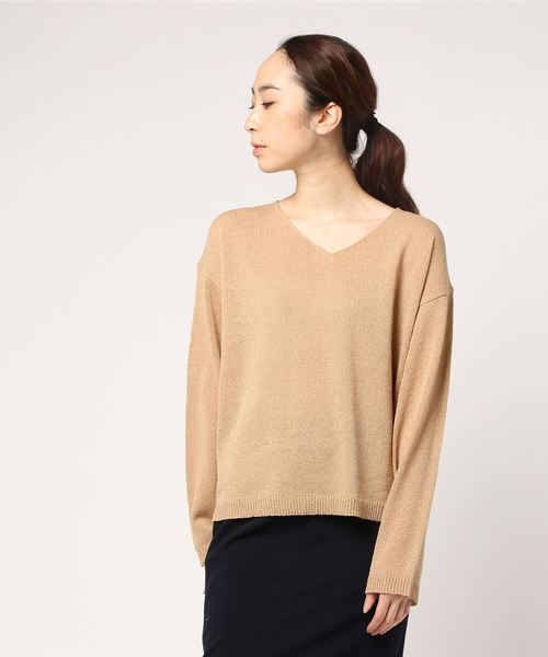 cepo（セポ）の「ヤーンゆるＶネック（ニット/セーター・レディース・ブラック/ピンク/カーキ/ベージュ・M）」の2枚目の写真