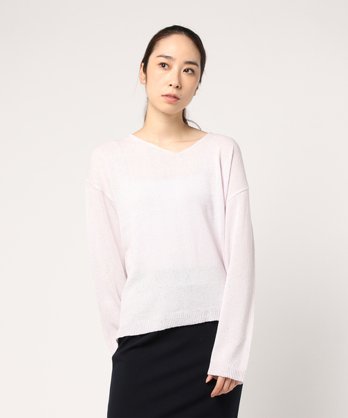 cepo（セポ）の「ヤーンゆるＶネック（ニット/セーター・レディース・ブラック/ピンク/カーキ/ベージュ・M）」の4枚目の写真