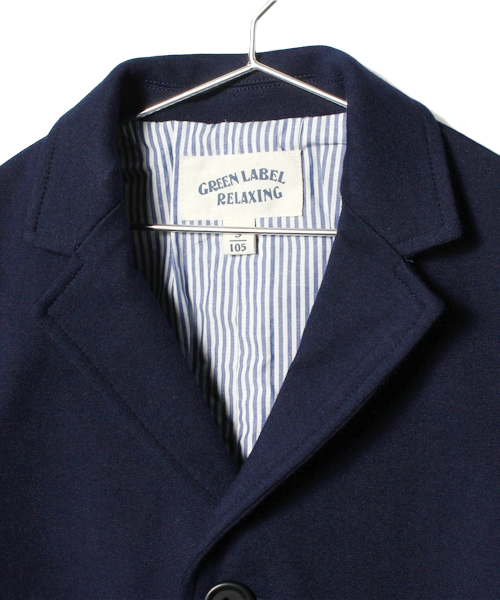 green label relaxing（グリーンレーベルリラクシング）の「カットソージャケット ムジ（テーラードジャケット・キッズ・ネイビー・S/105/M/115/L/125/XL/135）」の3枚目の写真