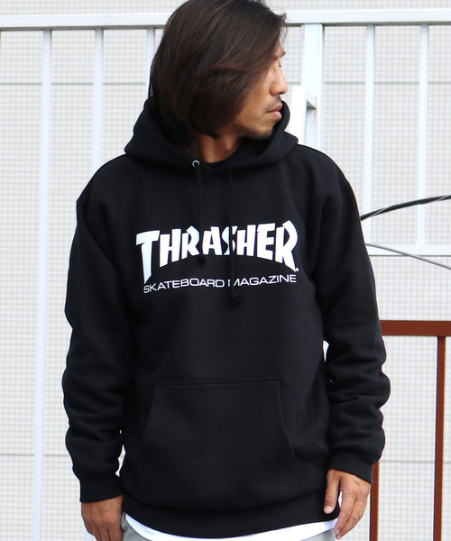 THRASHER（スラッシャー）の「THRASHER/スラッシャー MAG LOGO HOODIE　プルオーバーパーカー（パーカー・メンズ・ホワイト/ブラック/ネイビー/グリーン/ヘザーグレー/パープル/バーガンディー/ブラック系その他/レッド/グレー/ワインレッド/パープル系その他/オリーブ・M/L/XL/S）」の3枚目の写真