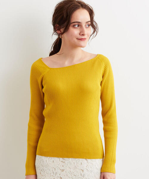 green label relaxing（グリーンレーベルリラクシング）の「[手洗い可能] FFC リブ ワンショル ニット ◆（ニット/セーター・レディース・オフホワイト/レッド/ネイビー/イエロー・FREE）」の6枚目の写真