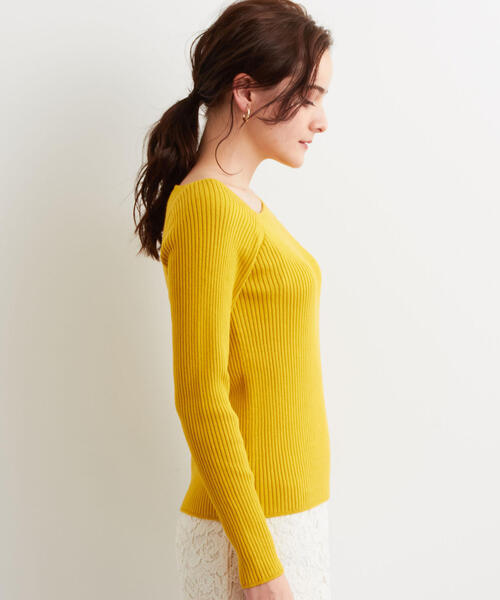 green label relaxing（グリーンレーベルリラクシング）の「[手洗い可能] FFC リブ ワンショル ニット ◆（ニット/セーター・レディース・オフホワイト/レッド/ネイビー/イエロー・FREE）」の7枚目の写真