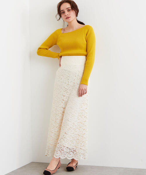 green label relaxing（グリーンレーベルリラクシング）の「[手洗い可能] FFC リブ ワンショル ニット ◆（ニット/セーター・レディース・オフホワイト/レッド/ネイビー/イエロー・FREE）」の8枚目の写真