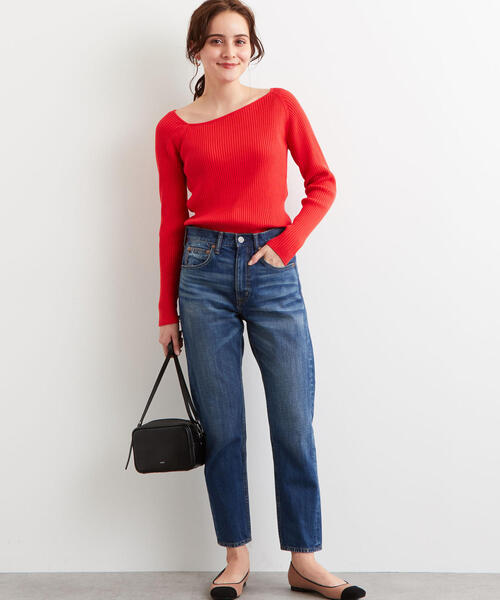 green label relaxing（グリーンレーベルリラクシング）の「[手洗い可能] FFC リブ ワンショル ニット ◆（ニット/セーター・レディース・オフホワイト/レッド/ネイビー/イエロー・FREE）」の12枚目の写真