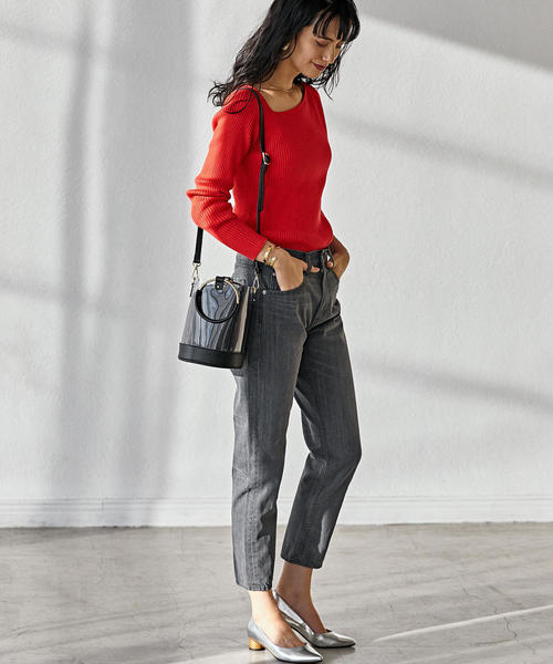 green label relaxing（グリーンレーベルリラクシング）の「[手洗い可能] FFC リブ ワンショル ニット ◆（ニット/セーター・レディース・オフホワイト/レッド/ネイビー/イエロー・FREE）」の14枚目の写真