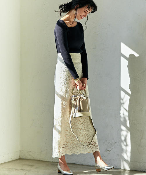 green label relaxing（グリーンレーベルリラクシング）の「[手洗い可能] FFC リブ ワンショル ニット ◆（ニット/セーター・レディース・オフホワイト/レッド/ネイビー/イエロー・FREE）」の21枚目の写真