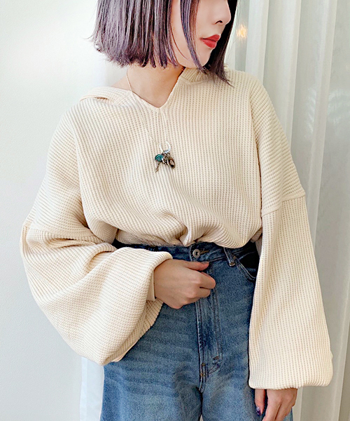 apres jour（アプレジュール）の「ワッフルフードトップス【ZOZOTOWN限定アイテム】（Tシャツ/カットソー・レディース・ブラック/ベージュ/クリーム・フリー）」の8枚目の写真